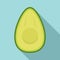 Fresh half avocado icon, flat style