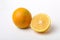 Fresh Half cut sweet lemon or mosambi fruit on white background