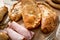 Fresh ham pie as appetiser and snack. Pastry products