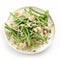 Fresh haricot vert salad with radish sprout and mushrooms