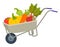Fresh Harvest in Cart, Vegetable in Trolley Vector