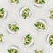 Fresh Healthy Breakfast Toast with egg avocado and green leaves, croque-madame, seamless pattern