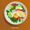 Fresh and Healthy Cobb Salad on wooden background