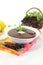 Fresh healthy elderberries soup