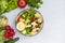 Fresh healthy Fattoush salad with ingredients