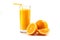 Fresh healthy orange juice and slices of oranges
