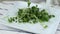 Fresh healthy organic micro greens falling onto a plate