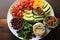 Fresh and Healthy Plate of Food With Avocado, Tomatoes, and Lettuce