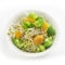 Fresh healthy radish sprout salad with apricot and broccoli