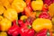 Fresh healthy red yellow geen paprika pepper macro closeup