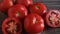 Fresh and Healthy Ripe Red Tomatoes on wooden table.