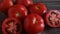 Fresh and Healthy Ripe Red Tomatoes on wooden table.