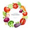 Fresh healthy vegetables background round