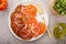 Fresh heirloom tomato carpaccio salad