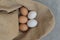 Fresh hens eggs and duck eggs