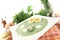 Fresh herbs soup with eggs