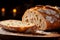 Fresh home baked bread. Texture of sliced loaf of bread close up