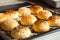 Fresh homemade burger buns, food close up.