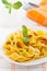 Fresh homemade carrot pasta