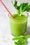Fresh Homemade Celery Juice with Drinking Straw