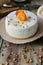 Fresh homemade cheese with dried apricot. Still life with hands, the chef prepares dishes.