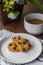 Fresh Homemade Chocolate Chip Cookie on the Table, Traditional Crispy Crunchy Snack with Coffee