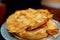 Fresh homemade closed patties with cottage cheese closeup