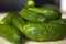 Fresh homemade cucumbers, small gherkins from the garden on the table