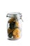 Fresh homemade dried fettuccine pasta in a jar