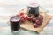 Fresh homemade grape compote juice with grapes