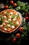 Fresh Homemade Italian Pizza, freshly prepared pizza, baked with herbs and vegetables