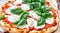 Fresh Homemade Italian Pizza Margherita with buffalo mozzarella and basil, AI Generative Illustration Graphic Design Art Icon