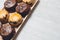 Fresh homemade scones breakfast on wooden board