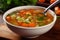 Fresh homemade vegetable soup dish bowl. Generate Ai