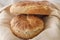 Fresh homemade wheat bread on  wooden table