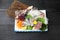 Fresh horse mackerel sashimi plate