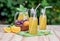 Fresh iced drinks with grapes and orange