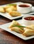 Fresh Indian Samosa with dipping sweet chili sauce