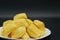 Fresh jackfruit slices on a white plate. sweet yellow jackfruit ripe. vegetarian, vegan, raw food. Exotic tropical fruit