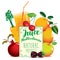 Fresh juice banner with various fruits and berries