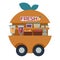 Fresh juice cart with squeezer and fruits baskets isolated van