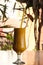 Fresh juice in the glasse on wooden table,selective focus,hawai juice, coctail juice