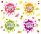 Fresh juice logo emblem bright splash shiny stickers, emblems banners labels , fruits vegetables fresh smoothies.