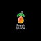 Fresh juice logo. Organic health drink or detox emblem. Orange drop like a fruit.