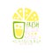 Fresh juice logo original design, lemon drinks label, eco product badge, menu element colorful hand drawn vector