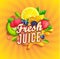 Fresh juice logo with splash, fruits and berries.