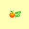 Fresh juice logo. Stylized orange with plastic straw and green letters.