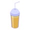 Fresh juice plastic cup icon, isometric style