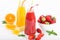 Fresh Juices Smoothie Tropical Fruits and strawberry