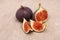 Fresh juicy figs on burlap